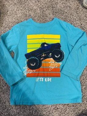 Turquoise Boys' Long-Sleeve 'Let's Ride' Monster Truck Tee